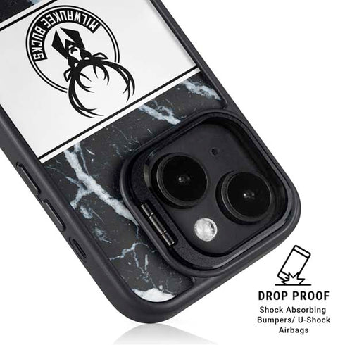 NBA Milwaukee Bucks Marble iPhone 15 Kickstand Case